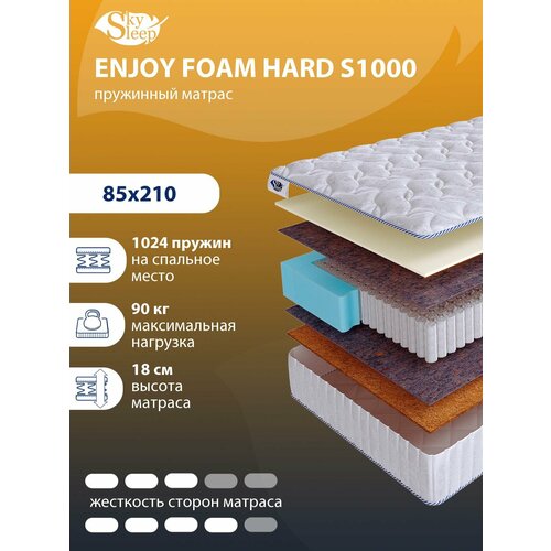 Ортопедический матрас SkySleep с независимыми пружинами ENJOY FOAM HARD S1000 на кровать 85x210