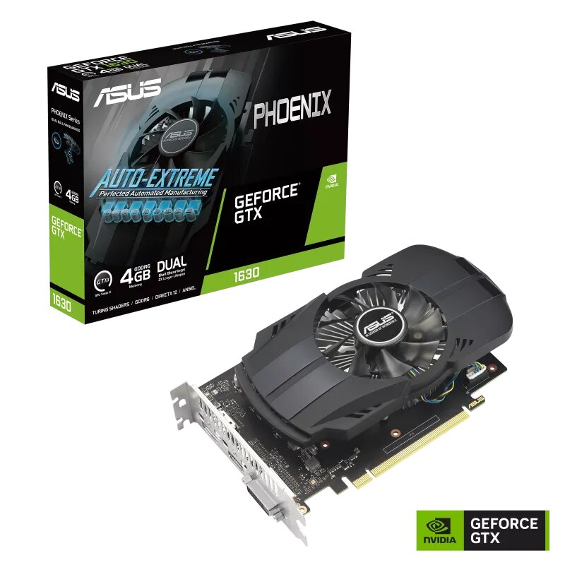 Видеокарта ASUS GeForce GTX 1630 4096Mb, Phoenix 4G EVO (PH-GTX1630-4G-EVO) DVI-D, DP, HDMI, Ret