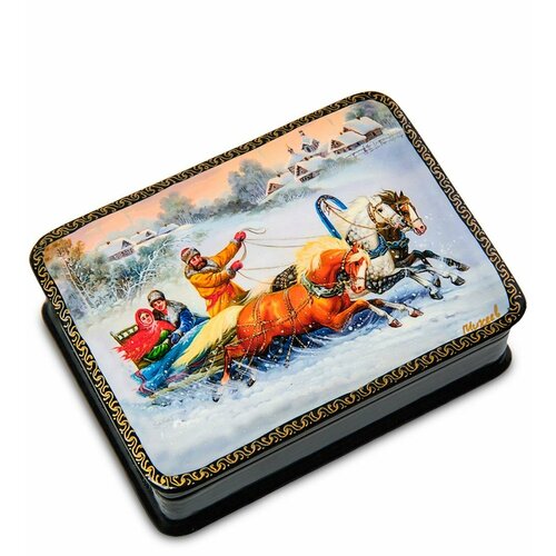 Шкатулка Шустрая тройка (ручная работа) красный, синий, желтый, белый, черный