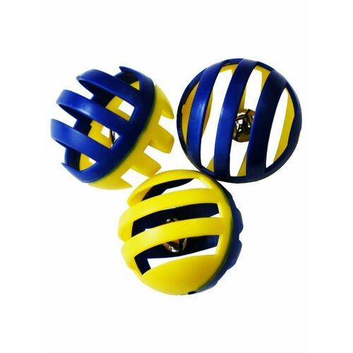 УЮТ Мяч-погремушка, решетчатый желто-синий, 1 шт, 4 см