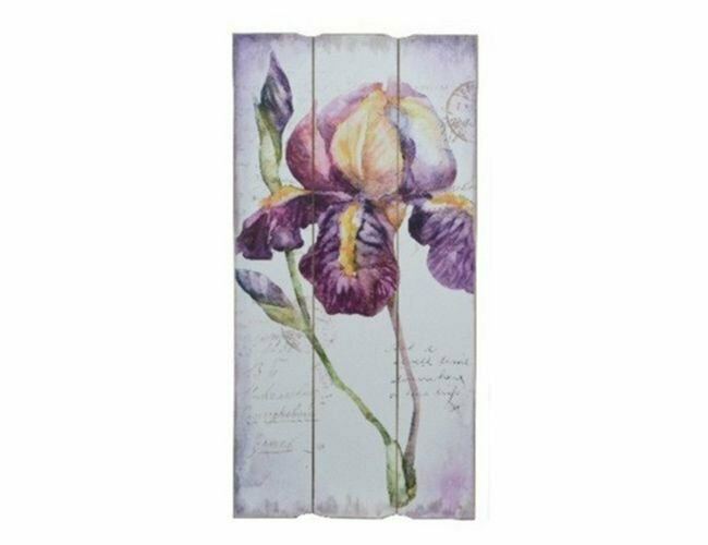 фото Деревянное настенное панно ирис ‘пурпурная серенада’, 60х30 см, Kaemingk 879874-3