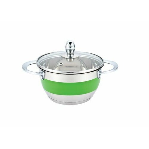 GREEN POINT 2213G-GP Кастрюля с крышкой 2,9л, 20х11см, нерж. сталь, зеленая