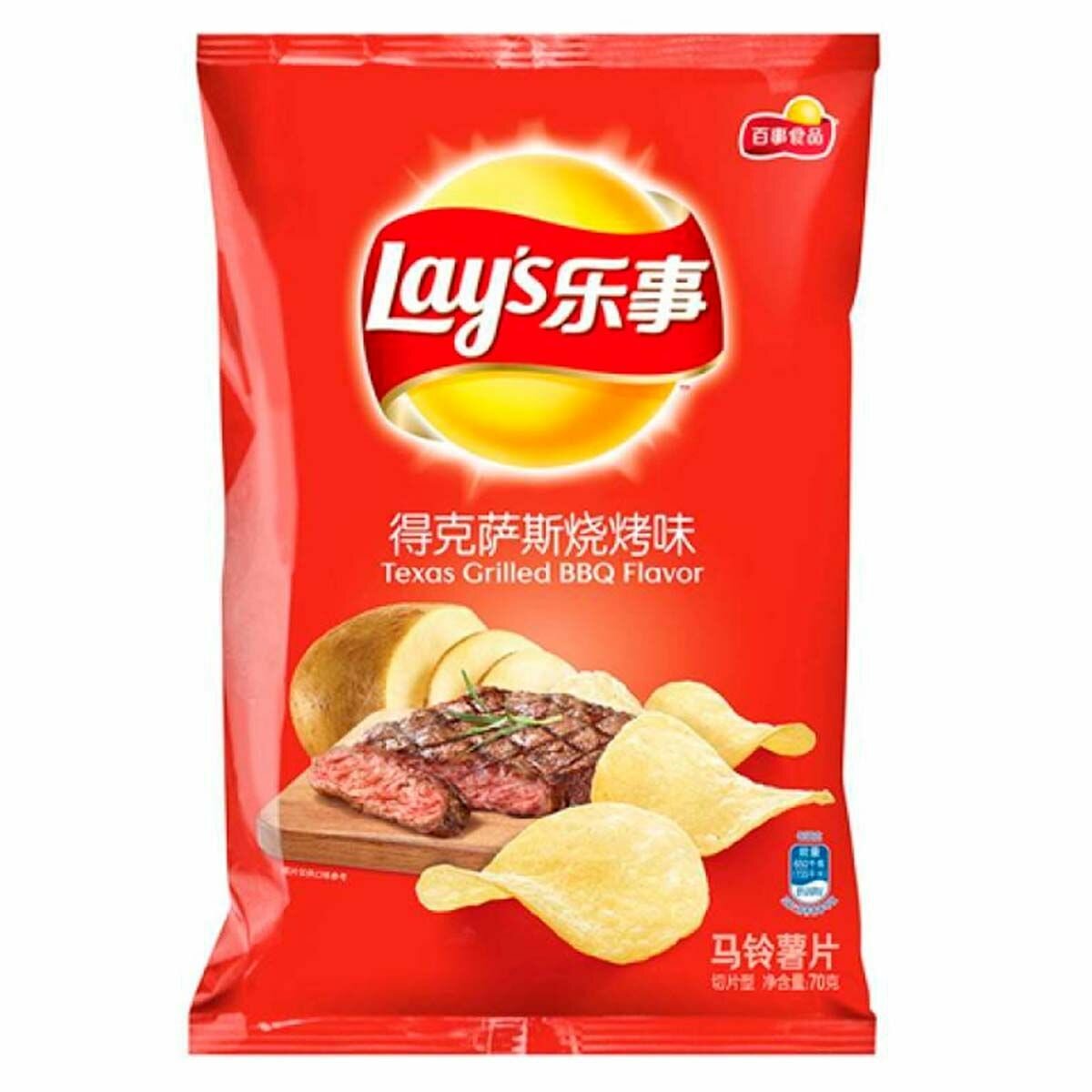 Картофельный чипсы Lay's Texas Grilled BBQ Flavor со техасского барбекю на гриле (Китай), 70 г