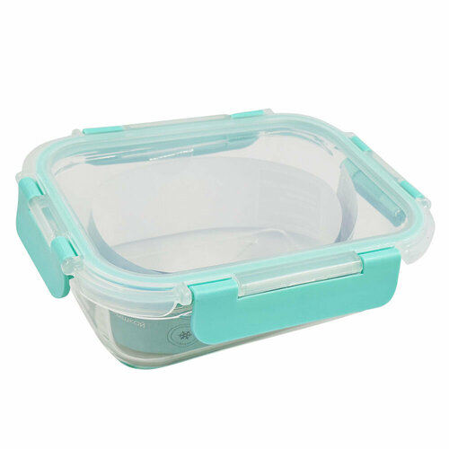 Форма для запекания 23*18*7.2 см Unigood с крышкой мятная стекло ptk-kp-08004