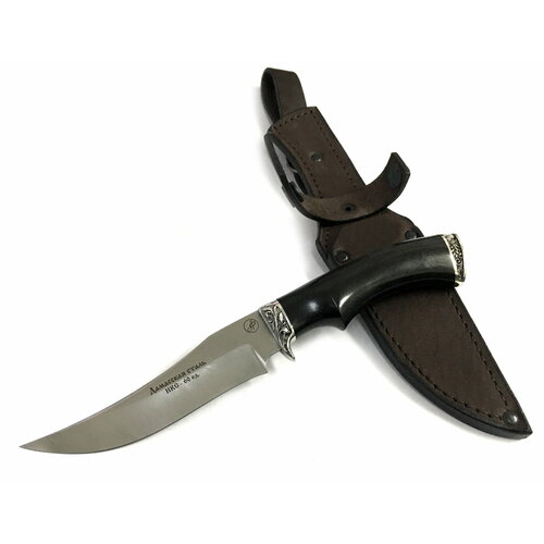 складной нож щука дамасская сталь черный граб Нож Рыбак (малый), дамасская сталь, граб