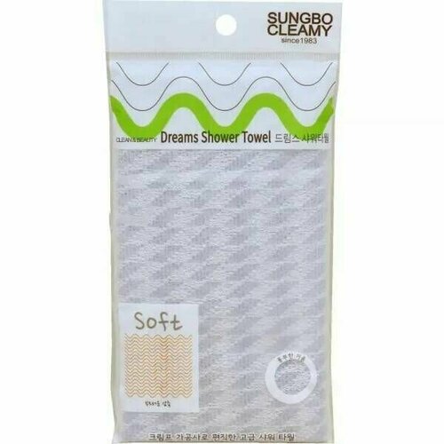 SC Мочалка для тела с плетением Сетка и полиэстеровыми нитями 