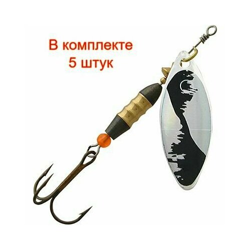 фото Блесна для рыбалки aqua long 12,0g, лепесток № 3, цвет lo-10 (серебро, черный), 6 штук в комплекте