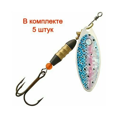 фото Блесна для рыбалки aqua long 17,0g, лепесток № 4, цвет lo-02 (серебро, синий, черный), 6 штук в комплекте