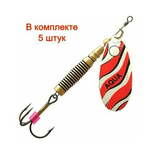 фото Блесна для рыбалки aqua veltic 19,0g, лепесток № 4, цвет 04 (серебро, красный, черный), 5 штук в комплекте