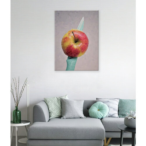 Картина/Картина на холсте/Картина на холсте для интерьера/Картина на стену/Картина в подарок для дома/- Нож и яблокое 40х60
