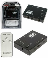 Адаптер HDMI Switcher+Remote 3x1 port (с пультом) black