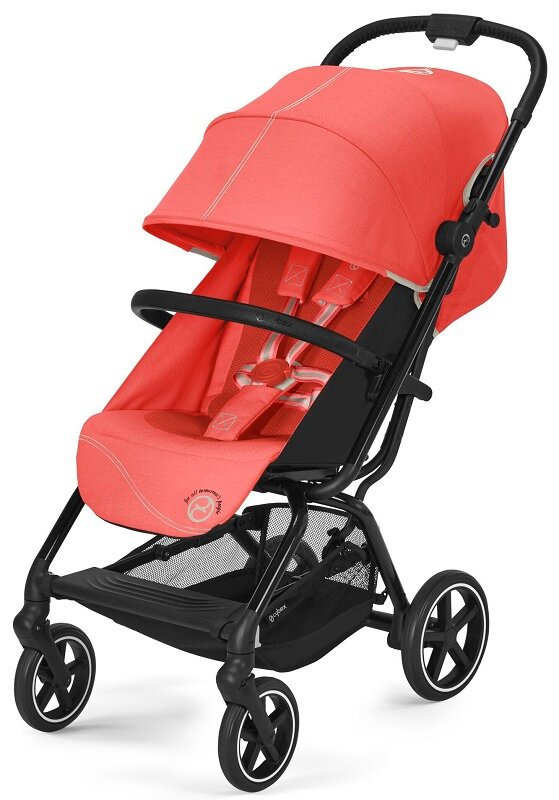 Cybex Eezy S+ 2 (Hibiscus Red на шасси Black с дождевиком и бампером)