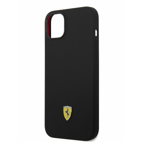 Ferrari для iPhone 14 чехол Liquid silicone with metal logo Hard Black