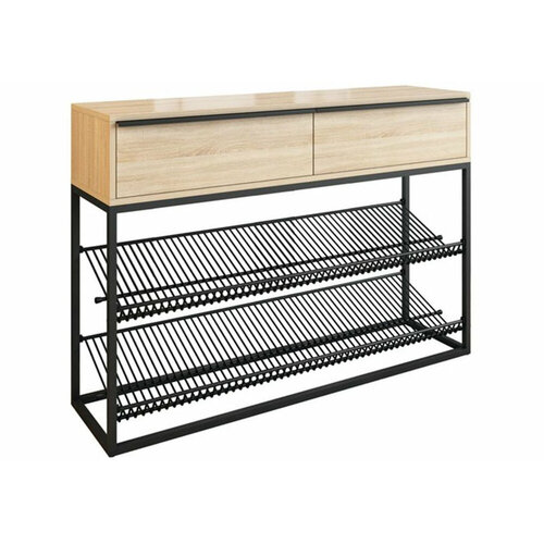 Обувница KAPIOVI KORT, дуб сонома, черный каркас