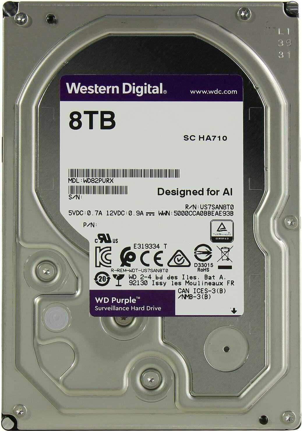 Жесткий диск 3.5" 8TB Western Digital WD82PURX WD Purple SC HA710