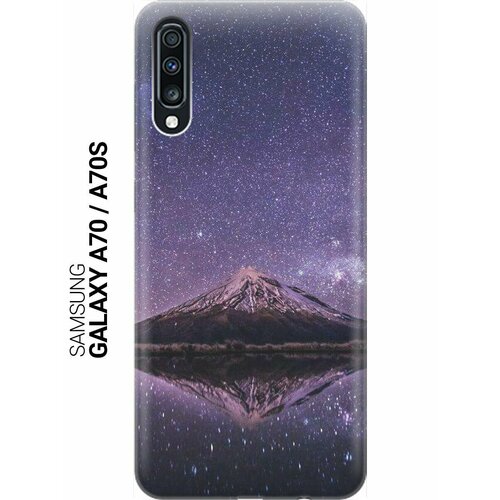 Ультратонкий силиконовый чехол-накладка для Samsung Galaxy A70, A70s с принтом Гора и звездное небо ультратонкий силиконовый чехол накладка для samsung galaxy s20 fe с принтом гора и звездное небо