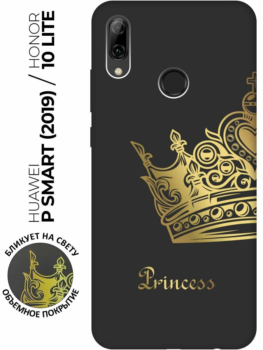 Матовый чехол True Princess для Honor 10 Lite / Huawei P Smart (2019) / Хуавей П Смарт (2019) / Хонор 10 Лайт с 3D эффектом черный