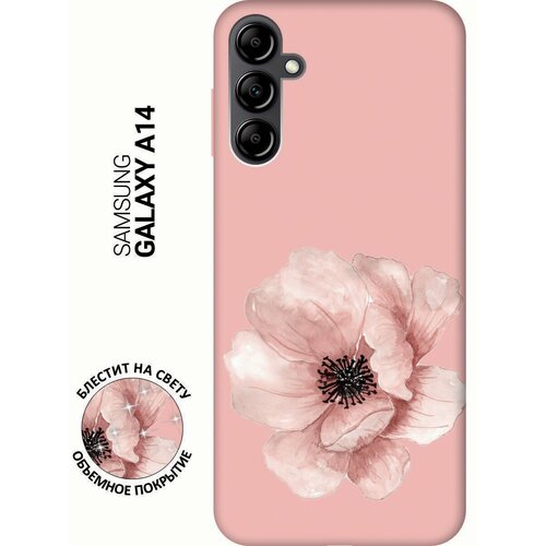 Силиконовый чехол на Samsung Galaxy A14, Самсунг А14 Silky Touch Premium с принтом Pink Flower розовый силиконовый чехол на samsung galaxy a14 самсунг а14 silky touch premium с принтом wine розовый