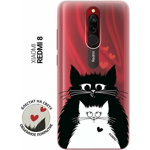 Ультратонкий силиконовый чехол-накладка Transparent для Xiaomi Redmi 8 с 3D принтом Cats in Love ультратонкий силиконовый чехол накладка clearview 3d для xiaomi redmi note 8t с принтом cats in love