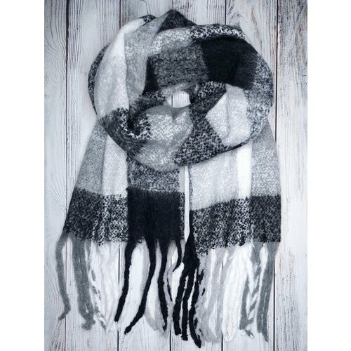 Шарф Lavantti,190х50 см, one size, серый, белый шарф lavantti 190х50 см one size серый фиолетовый