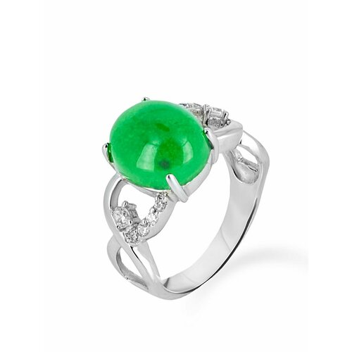 фото Кольцо l-silver, серебро, 925 проба, родирование, размер 17, зеленый, серый