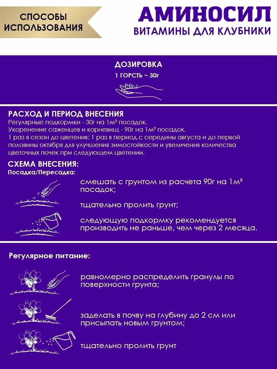 Удобрение гранулированное Аминосил для клубники, 700гр - фотография № 3