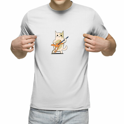 мужская футболка милый котик m синий Футболка Us Basic, размер M, белый