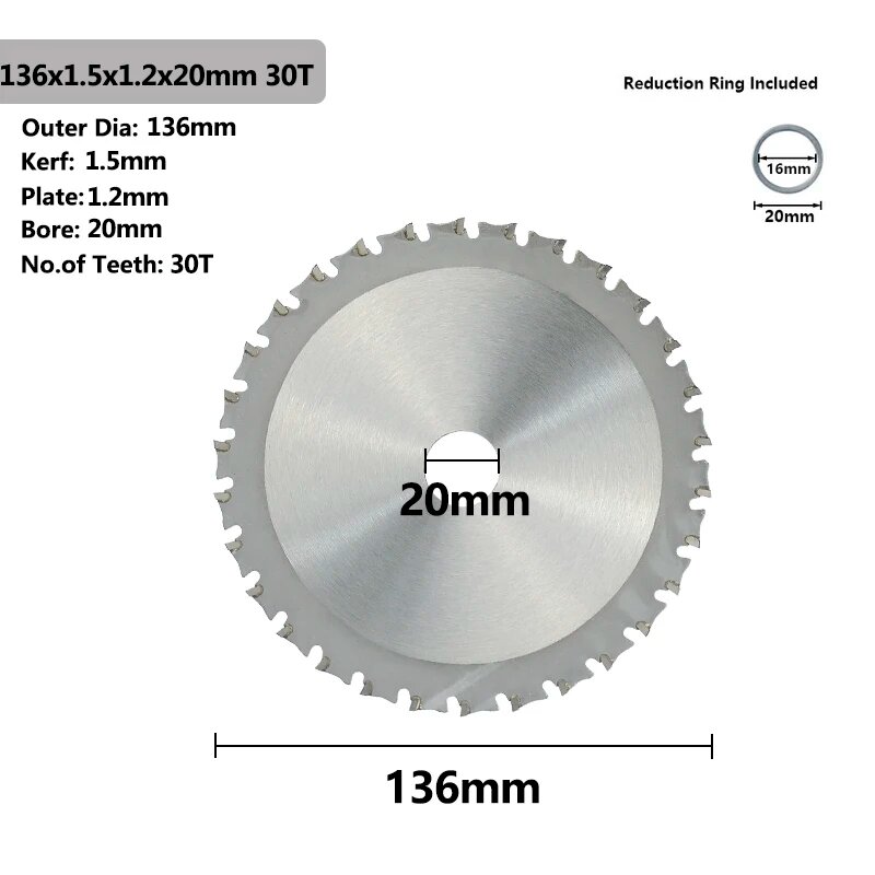 Xcan Дисковые пилы для резки металла 150-355 мм 136x1.5x1.2x20x30T 1.2 мм