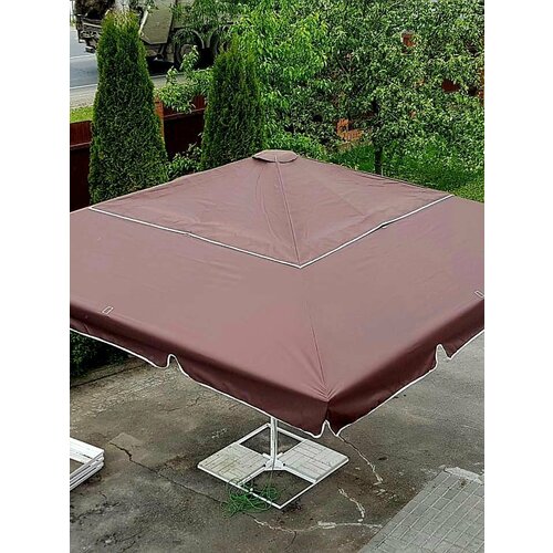 Зонт квадрат 4х4м оксфорд 600 восьмиспицевый коричневый с ветрозащитным клапаном и подставкой