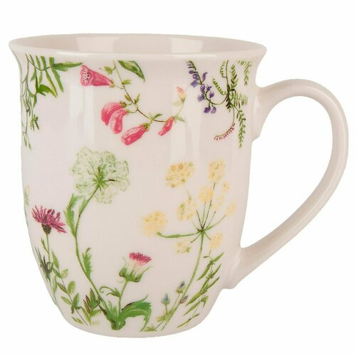 Кружка фарфоровая 500 мл Floristry, белая, современный стиль