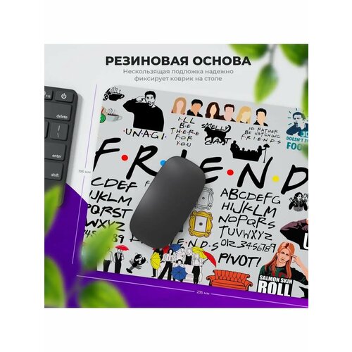 Игровой коврик для мышки для пк, ноутбука Friends, Друзья черный