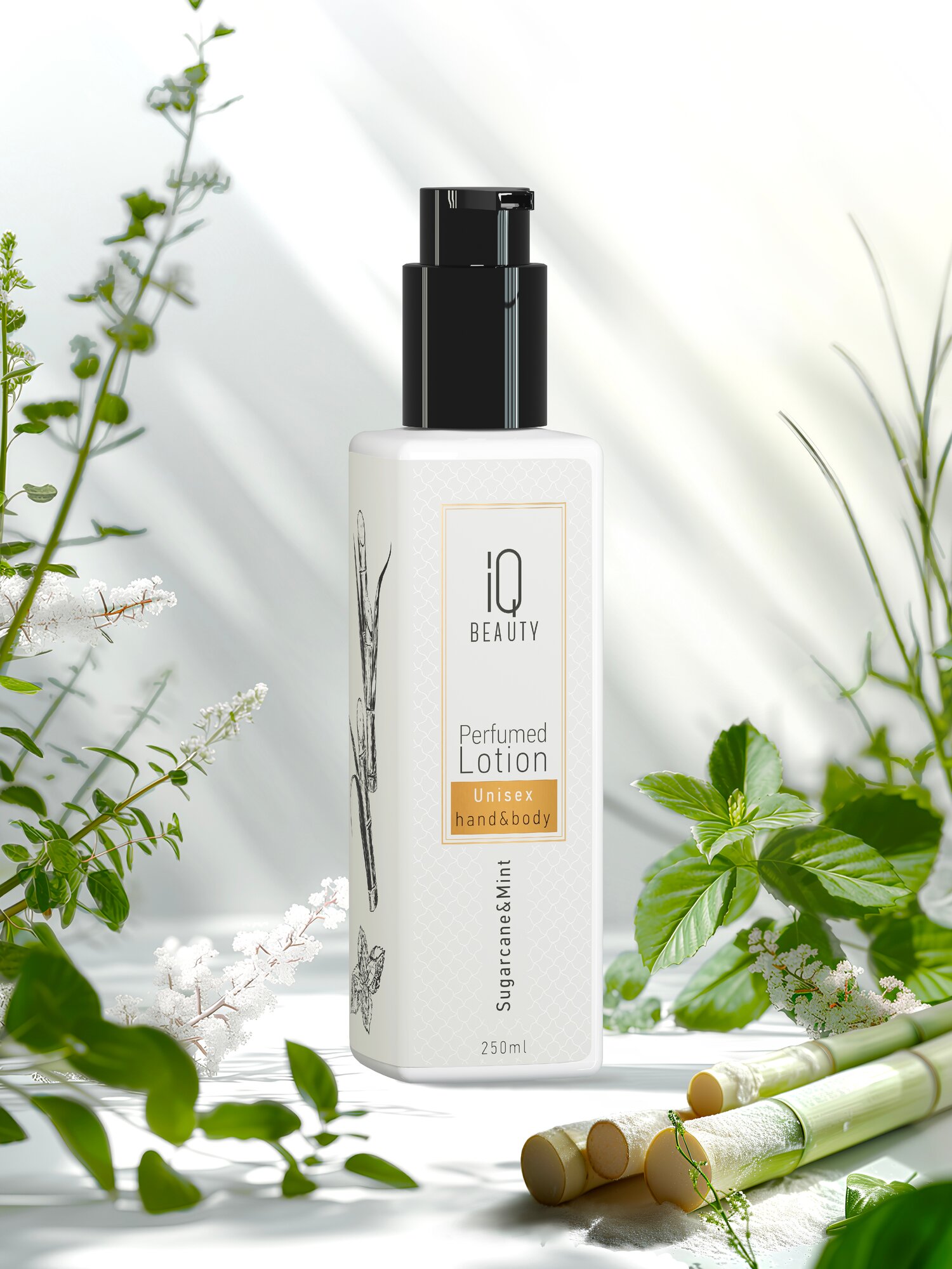 Парфюмированный лосьон для рук и тела IQ Beauty Сахарный тростник и Мята, 250 мл