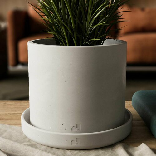 Горшок для цветов и растений с поддоном серый Bordeaux M 15 л матовый 4443₽