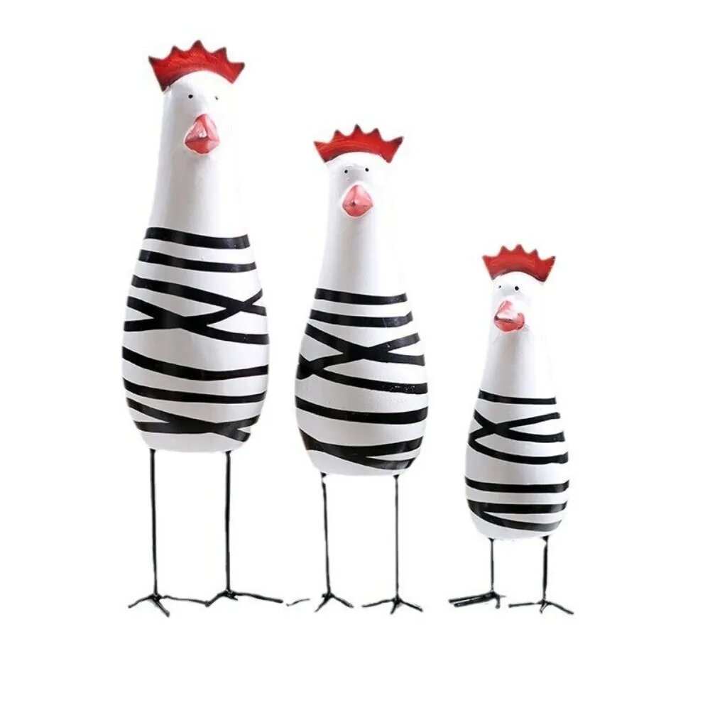 Набор из 3 деревянных статуэток курочек 3Pcs-Set