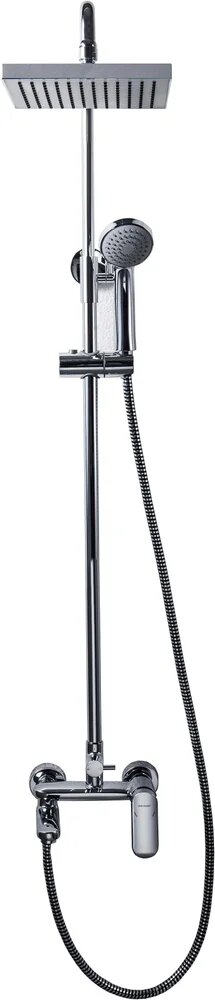 Душевая стойка Bravat Opal F6125183CP-A-RUS с тропическим душем со смесителем с изливом хром рычаг сбоку с лейкой