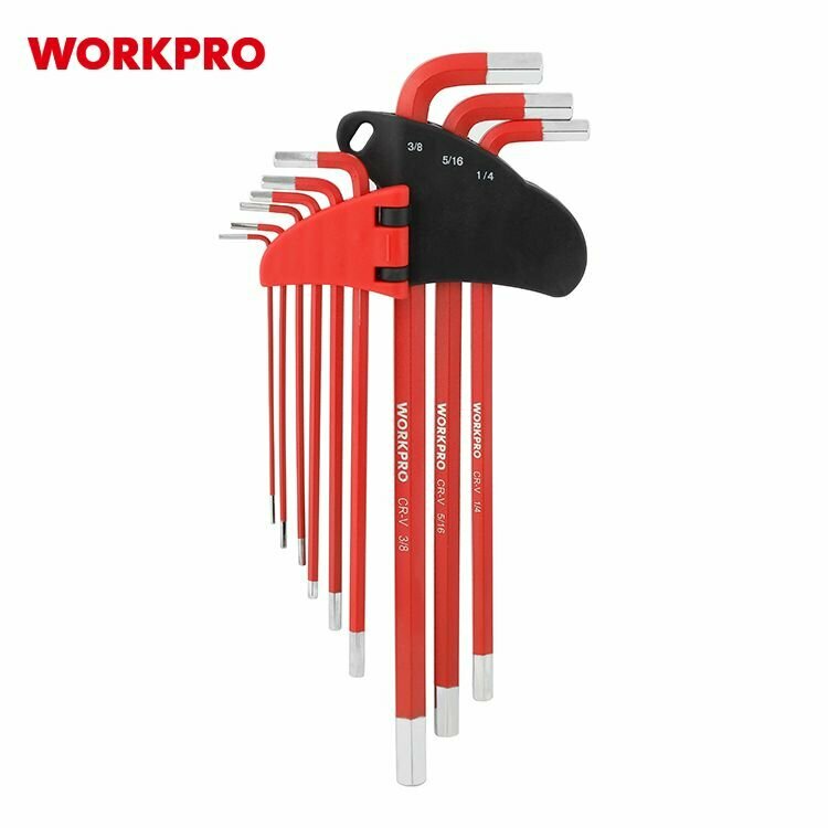 Набор шестигранных ключей WORKPRO WP222017, сталь CRV, хромированный, 9шт — фото 1