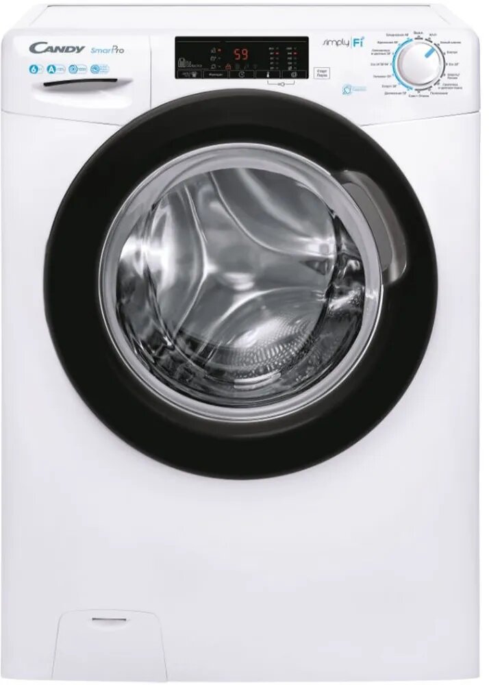 Стиральная машина Candy Smart Pro CSO34106TB1/2-07 с функцией пара, загрузкой до 6 кг, 16 программ