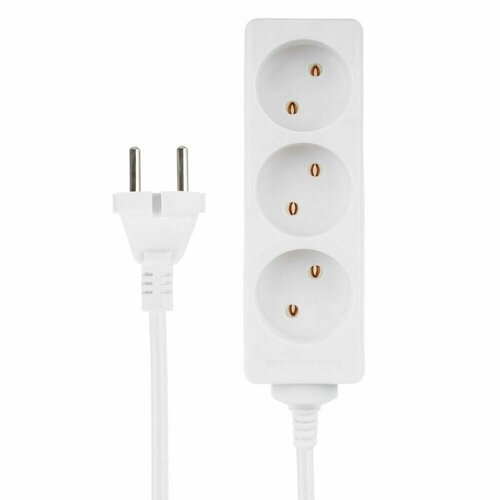 FORZA Удлинитель 3 гнезда сеч провода 075 кв мм 2м евророзетка 6A макс мощность1500Вт 296₽