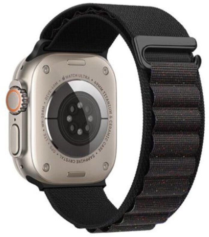 Ремешок для умных часов APPLE Watch 42/44/45/49mm HOCO WA20 ткань резина цвет: чёрный
