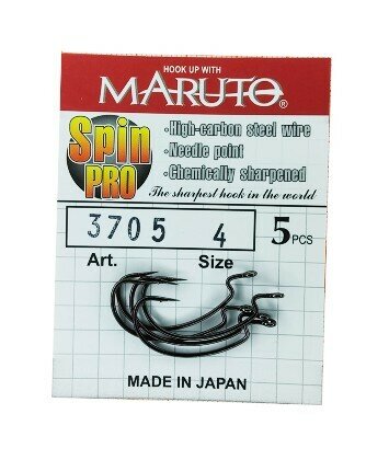 Крючки рыболовные офсетные MARUTO Spin Pro 3705 Цвет: BN Размер: №4 (Упак. 5шт)