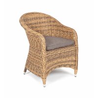 Плетеное кресло Равенна гиацинт, соломенный с серой подушкой 4SIS