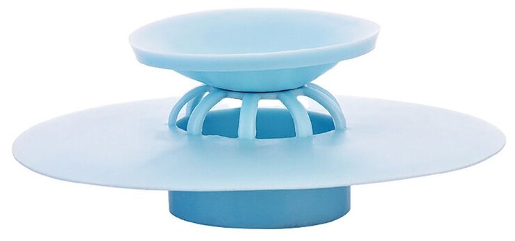 Сетка-фильтр для раковины и ванны силиконовый, Ø – 10 см, голубой - фотография № 1
