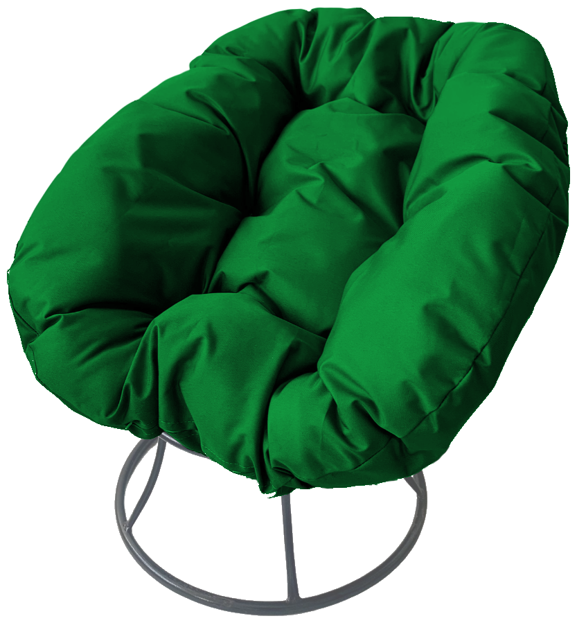 Кресло m-group пончик серое, зелёная подушка - фотография № 1
