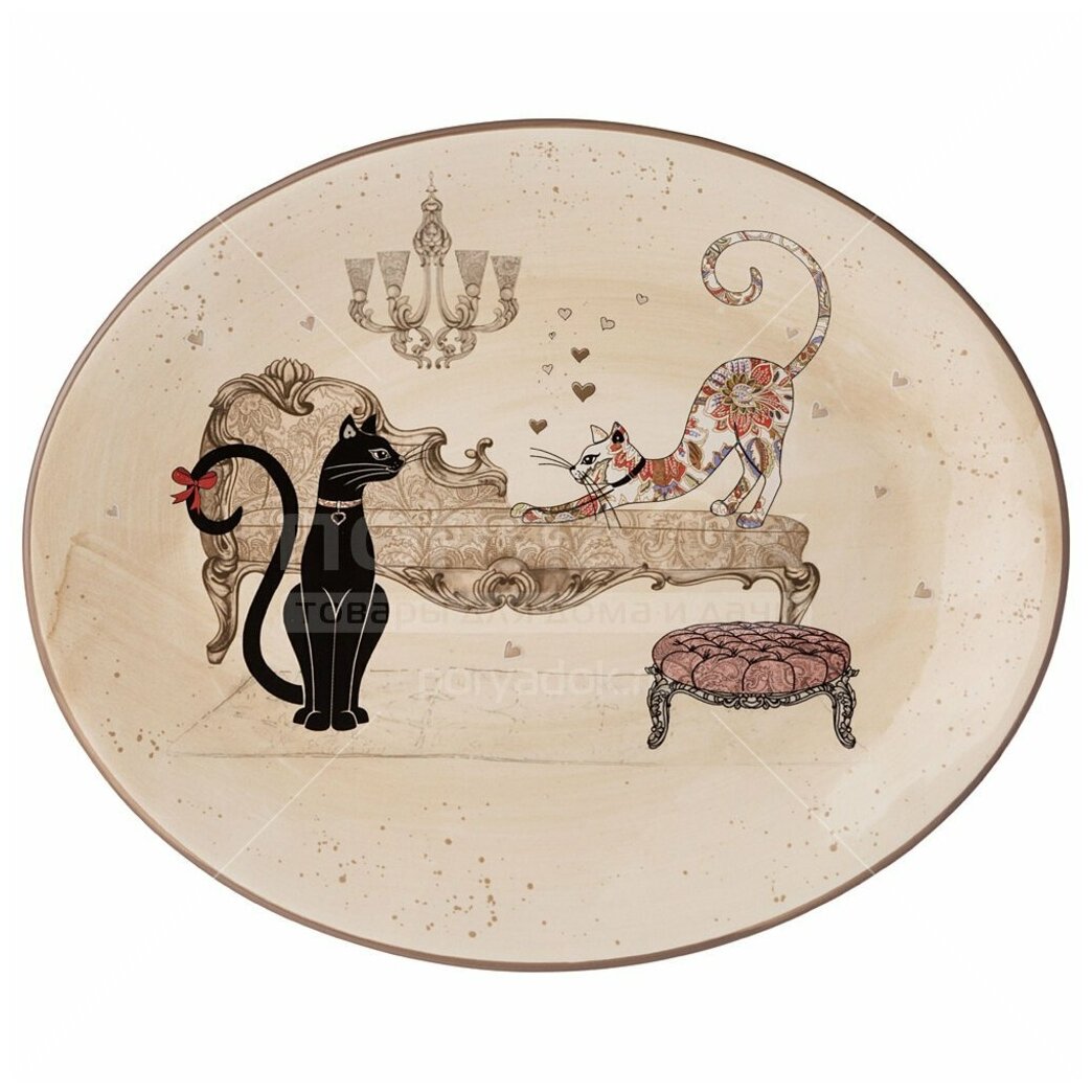Блюдо овальное парижские коты 315х255 см Agness (358-1742)