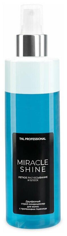 TNL, Miracle Shine 2 in 1 - двухфазный спрей-кондиционер для легкого расчесывания и блеска, 250 мл