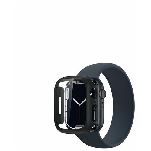 Защитное стекло для Apple Watch 41mm Amazingthing Marsix с черным пластиковым бампером,противоударное олеофобное стекло для Эпл Вотч 7,защитный кейс