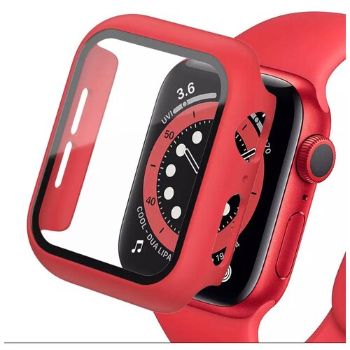 Чехол для Apple Watch 44mm со стеклом, красный