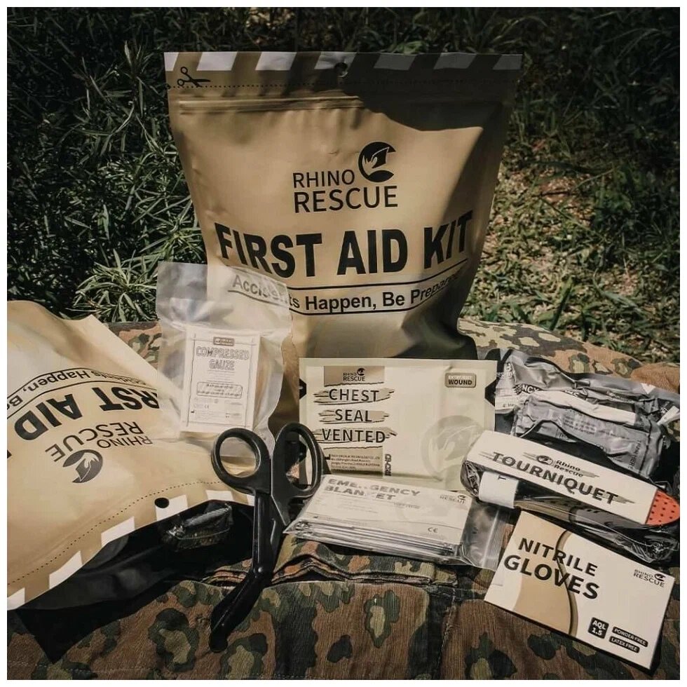 Тактический набор первой медицинской помощи (аптечка 7 предметов) Rhino Rescue First Aid Kit L Accidents Happen Be Prepared Комплект 3 штуки