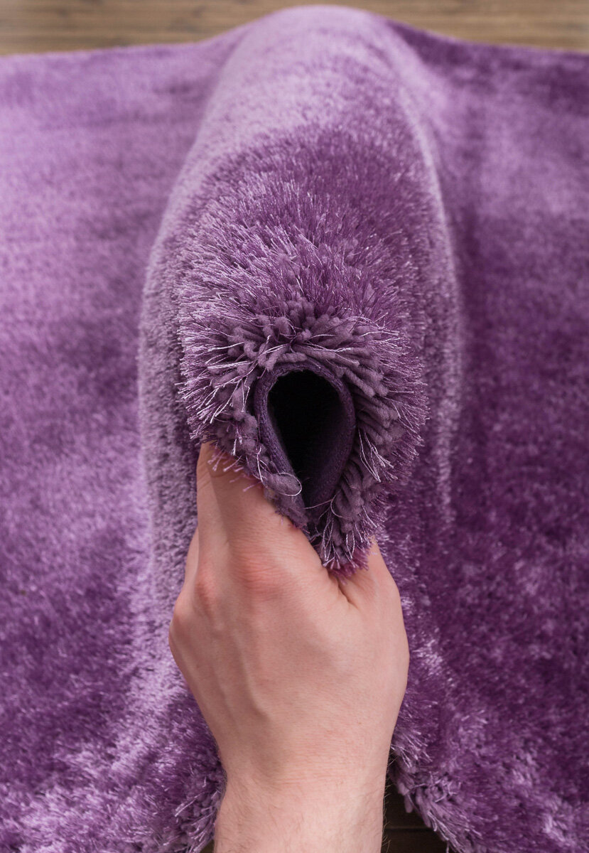 Ковер на пол 1,4 на 2 м в спальню, гостиную, пушистый, с длинным ворсом, фиолетовый Sunny 9515-violet овальный - фотография № 7