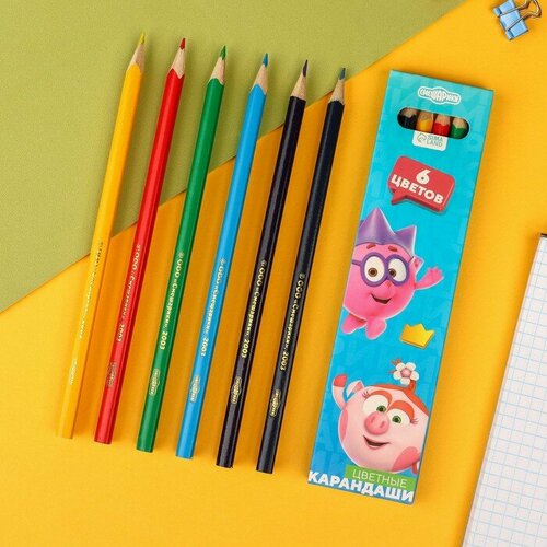 Карандаши цветные Смешарики, 6 цветов карандаши цветные смешарики 6 цветов пластиковые длинна 177 мм
